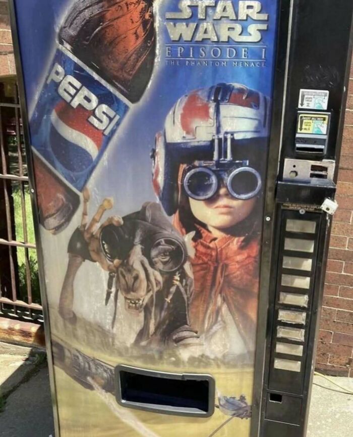 A Star Wars: Episode I Pepsi vending machine, a nostalgic relic from the 90s and 00s.