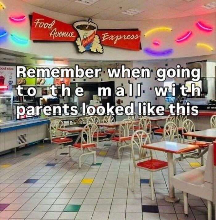 An empty Food Avenue Express at a mall, a scene of Saturday mornings nostalgia from childhood.