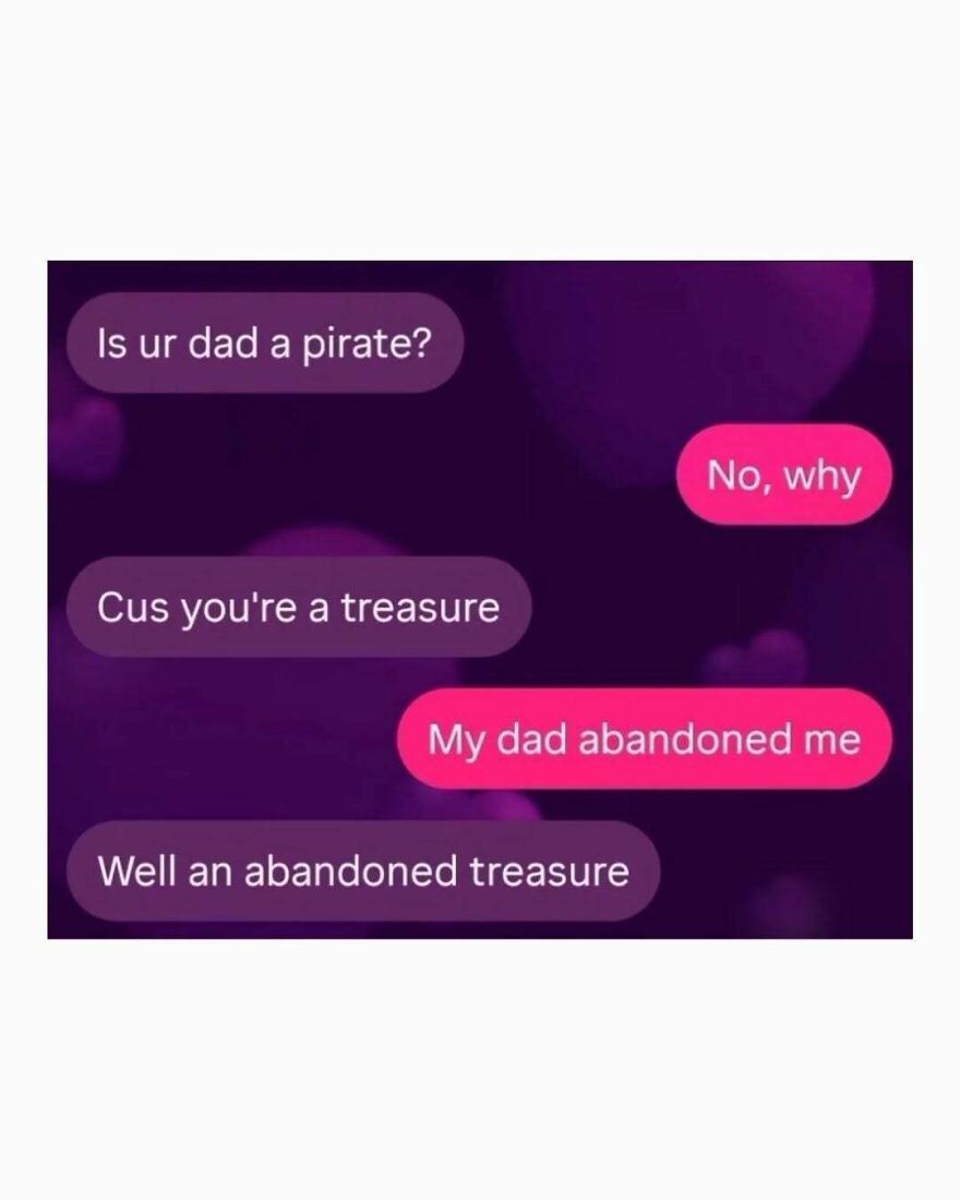 Cheesy pick up lines: a text conversation showing a pirate themed pick up line gone wrong.