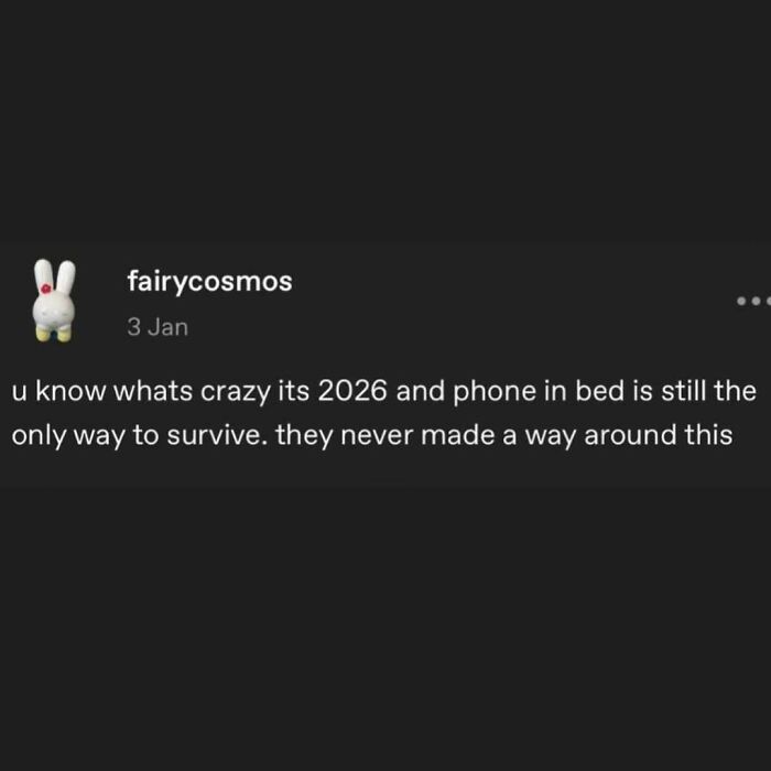 A serotonin meme on X (formerly Twitter) about phone use in bed. The post describes a phone in bed as the only way to survive.
