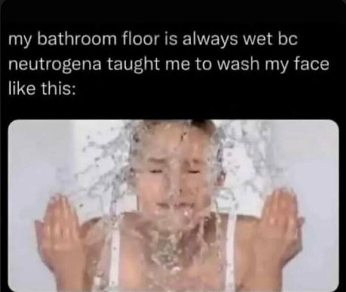 A meme showing a person splashing water on their face, representing a common Saturday Morning routine.