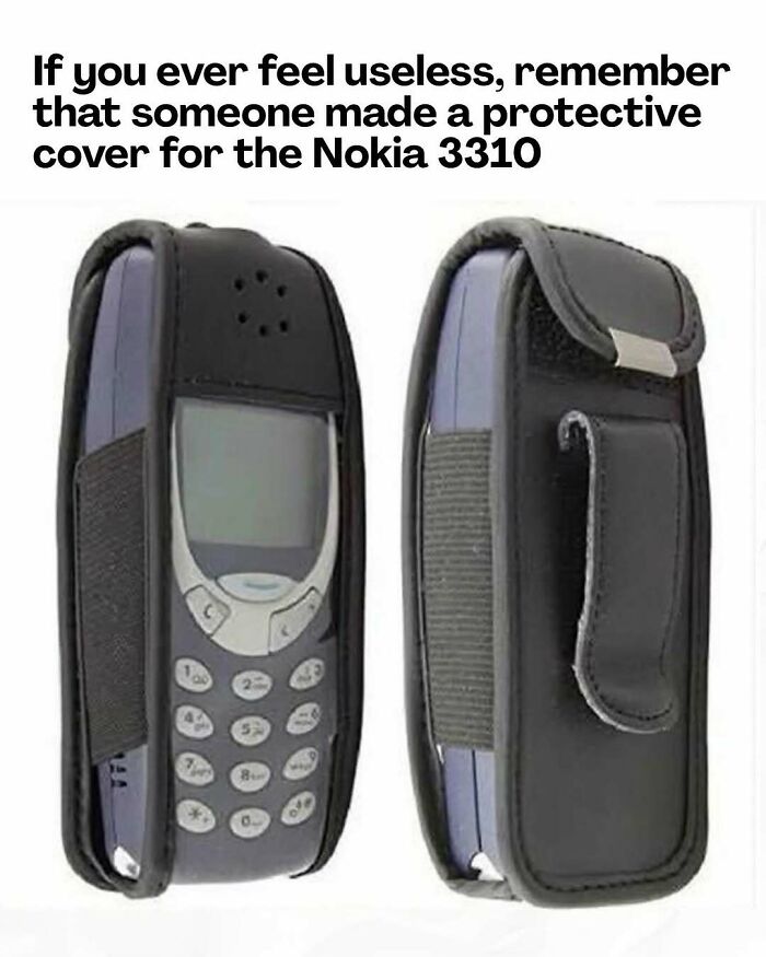 A Nokia 3310 phone in a protective cover, a nostalgic image for those who experienced the magic of the 90s and 00s.