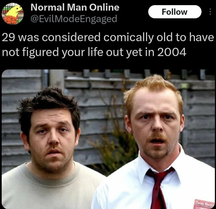 A screenshot of a tweet featuring a meme of two men with surprised expressions, discussing memes and changing mood.