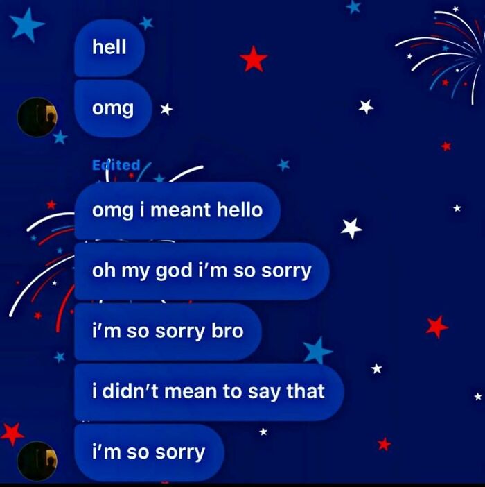 A series of text messages with red and blue stars, a funny meme that might change your mood.