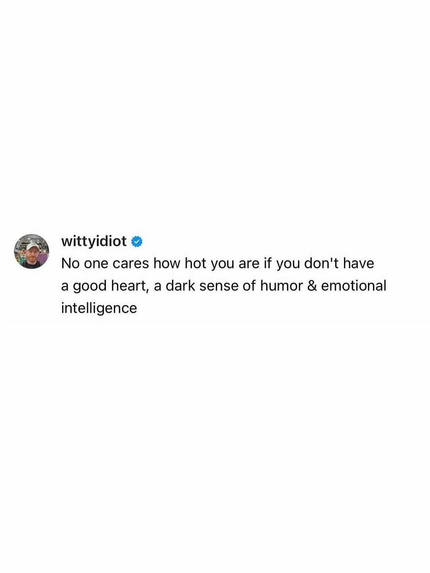 A screenshot of a comedian's hilarious unfiltered takes on life about qualities beyond physical attractiveness.