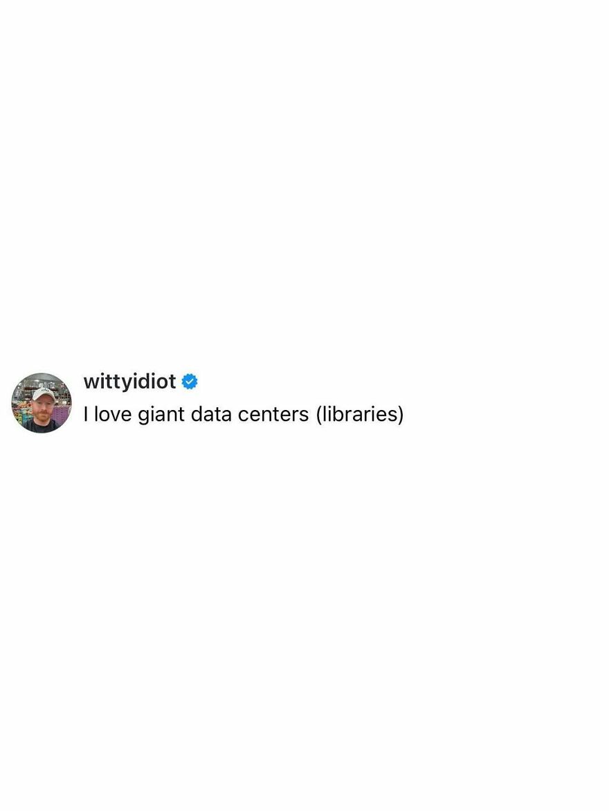 A comedian shares a hilariously unfiltered take on life, expressing love for libraries, calling them giant data centers.