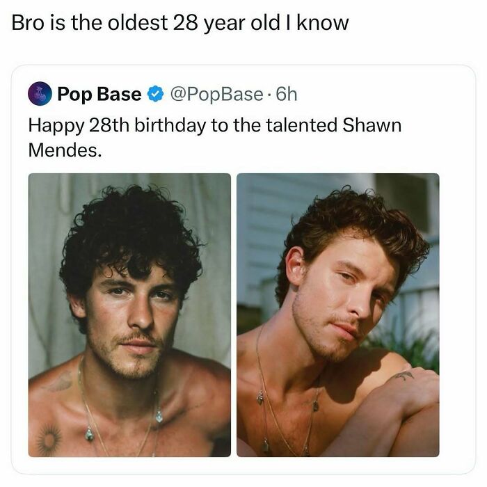 A meme featuring Shawn Mendes's birthday, showcasing pop culture posts.