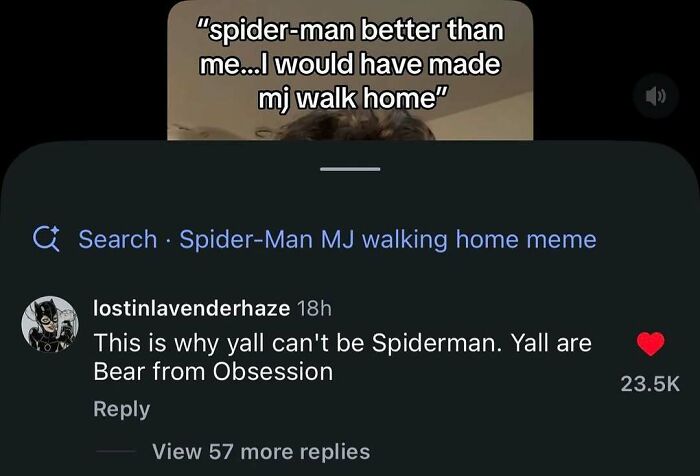 A social media post about Spider-Man and MJ, highlighting a pop culture meme for good vibes.