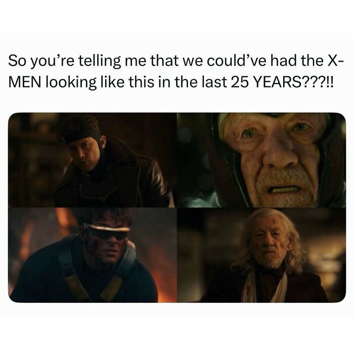 Pop culture post featuring X-MEN characters from different eras, sparking discussion about their visual evolution.
