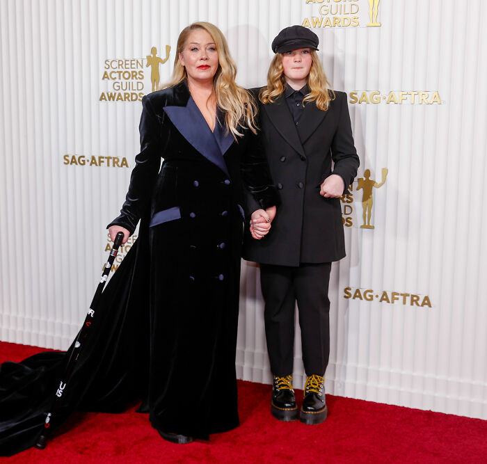 Christina Applegate at an awards event, a health update after her hospitalization. Christina Applegate at an awards event, a health update after her hospitalization.