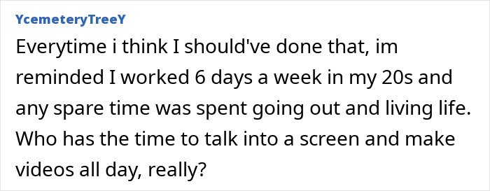 A comment about working 6 days a week in 20s instead of becoming an adult creator, Harry Potter star. A comment about working 6 days a week in 20s instead of becoming an adult creator, Harry Potter star.