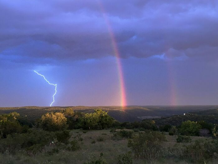 Landscape, Honorable Mention: Double Rainbow Lightning By Joe Williams
