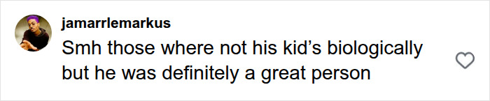 A social media comment acknowledges Michael Jackson's children weren't biological but calls him a great person. A social media comment acknowledges Michael Jackson's children weren't biological but calls him a great person.