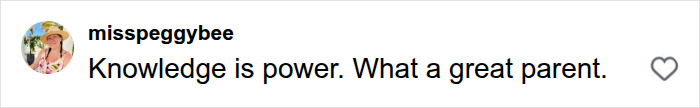 A social media comment from misspeggybee, who says Knowledge is power. What a great parent, referring to Michael Jackson. A social media comment from misspeggybee, who says Knowledge is power. What a great parent, referring to Michael Jackson.