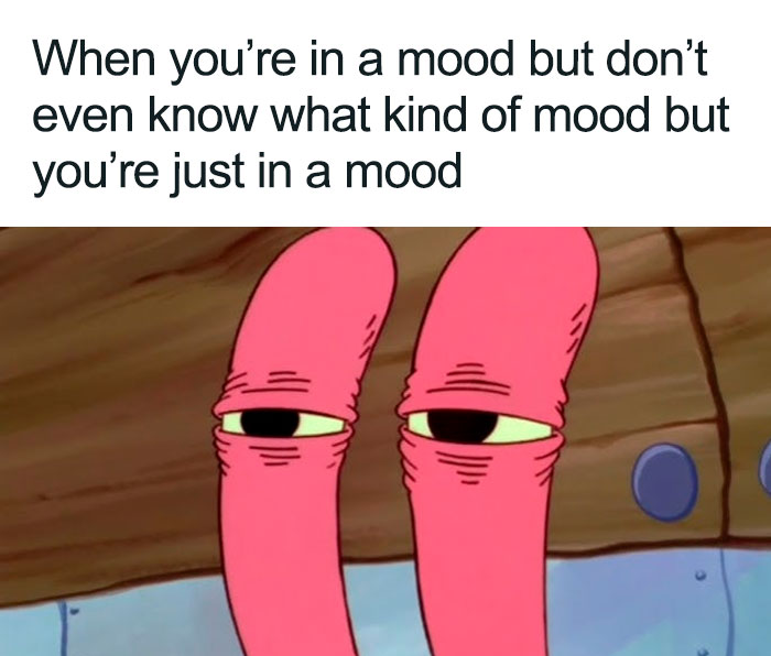 A neurodivergent meme featuring a tired Mr. Krabs, representing an unknown mood for a neurodivergent brain.