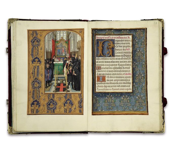 Illuminated manuscript book, a historical document among famous books and manuscripts that sold for millions.