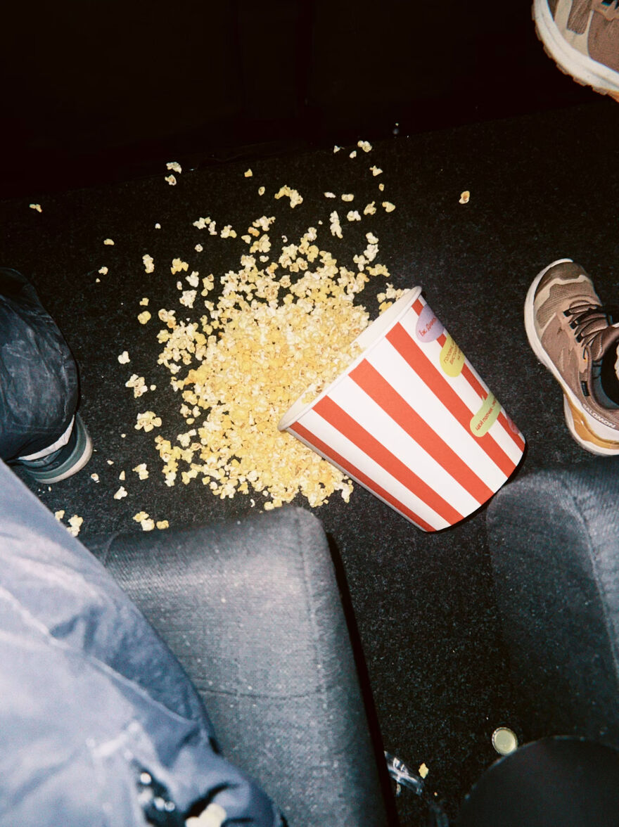 Spilled popcorn on the floor, an example of how people make extra dough.