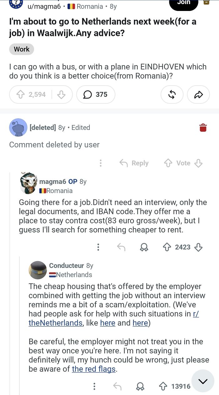 Advice for moving to the Netherlands for a job, showcasing helpful hall of fame comments.