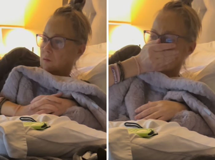 Christina Applegate's health battle update, depicting her in bed looking unwell and distressed. Christina Applegate's health battle update, depicting her in bed looking unwell and distressed.