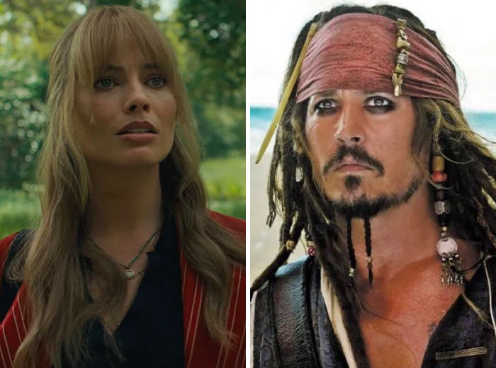 Margot Robbie and Johnny Depp in a split image, representing the rumored role in blockbuster franchise. Margot Robbie and Johnny Depp in a split image, representing the rumored role in blockbuster franchise.