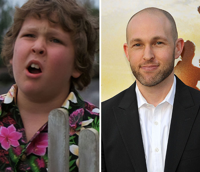 A split image shows Jeff Cohen as a child actor in The Goonies and a current photo, featuring actors who vanished from Hollywood.