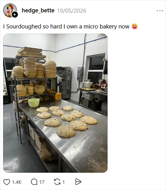 Image of a micro bakery kitchen with sourdough dough on a counter, a millennial crisis hobby. Image of a micro bakery kitchen with sourdough dough on a counter, a millennial crisis hobby.