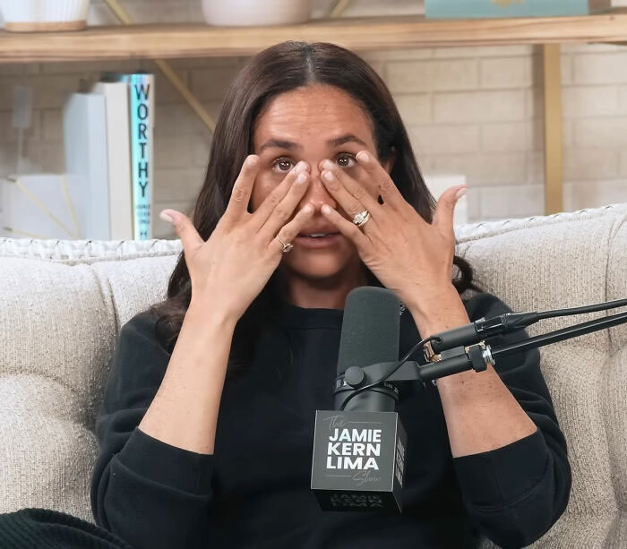 Meghan Markle wiping her eyes, looking distressed, renewing concern for her kids. Meghan Markle wiping her eyes, looking distressed, renewing concern for her kids.
