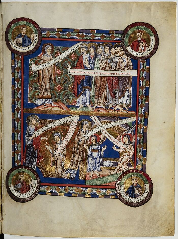A beautifully illustrated historical manuscript page, depicting religious figures, part of historical documents and books sold for millions.