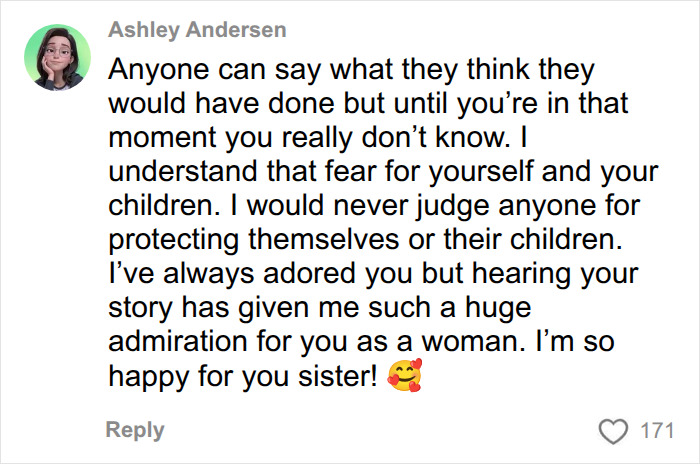 A supportive comment praising a woman for protecting herself and her children after discovering her husband cheating with a private investigator. A supportive comment praising a woman for protecting herself and her children after discovering her husband cheating with a private investigator.