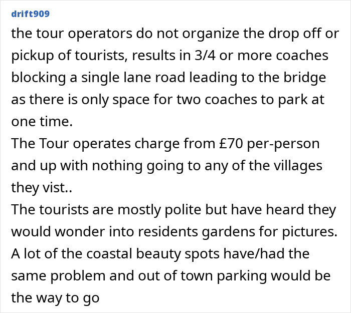 A comment detailing how tour operators poorly manage drop-offs for tourists in a beautiful village, impacting tourism strategy. A comment detailing how tour operators poorly manage drop-offs for tourists in a beautiful village, impacting tourism strategy.