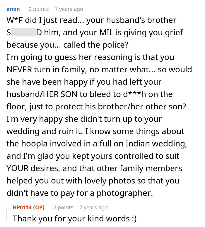 A Reddit comment discussing the bride's husband's family, the wedding, and the MIL getting angry about the wedding photos. A Reddit comment discussing the bride's husband's family, the wedding, and the MIL getting angry about the wedding photos.