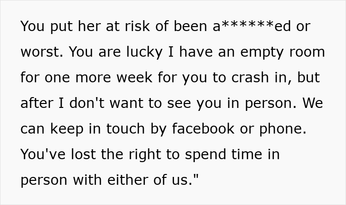 Text where the half-sister is given conditions after taunting the woman about infertility and wanting her baby.