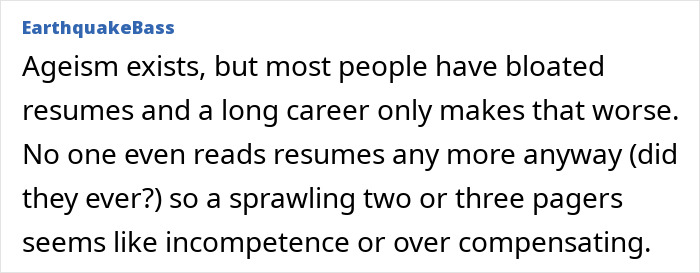 A discussion about ageism and the impact of bloated resumes when applying for jobs.