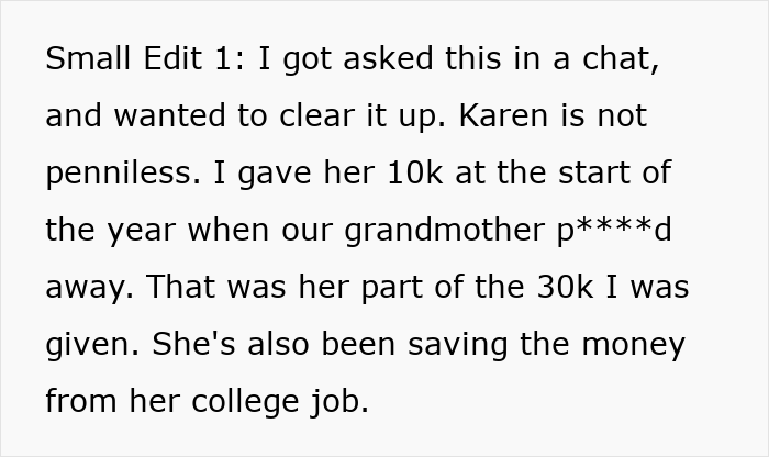 Text about a half-sister taunting a woman over infertility, then wanting her to be a great mom to her baby.