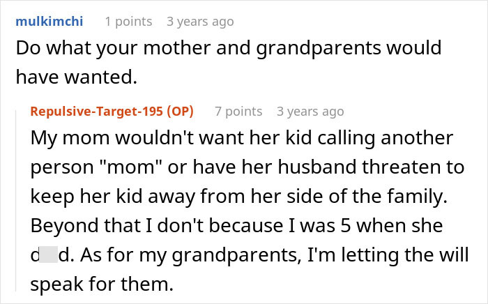 A Reddit comment section discussing a brother's perspective on his sister's stepmom adoption and inheritance. A Reddit comment section discussing a brother's perspective on his sister's stepmom adoption and inheritance.