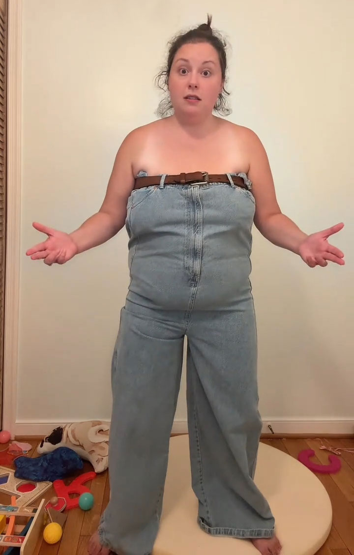 12M People Are Losing It Over This Woman’s Demonstration Of Ridiculous Denim Jumpsuit 12M People Are Losing It Over This Woman’s Demonstration Of Ridiculous Denim Jumpsuit