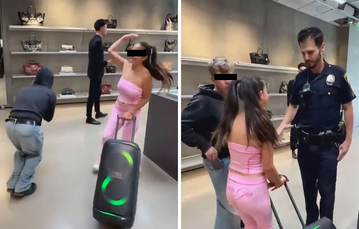 An angry woman is being taken away by a police officer, highlighting frustrating moments for parents.