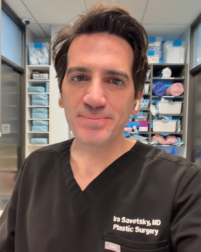 Dr. Ira Savetsky, a plastic surgeon, shown in medical attire, related to body changes after weight loss. Dr. Ira Savetsky, a plastic surgeon, shown in medical attire, related to body changes after weight loss.