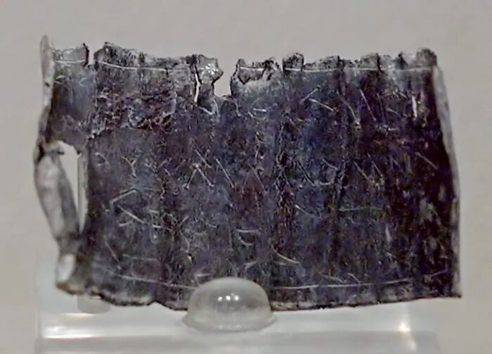 Roman Lead Defixio (Curse Tablet), Inscribed And Rolled For Burial