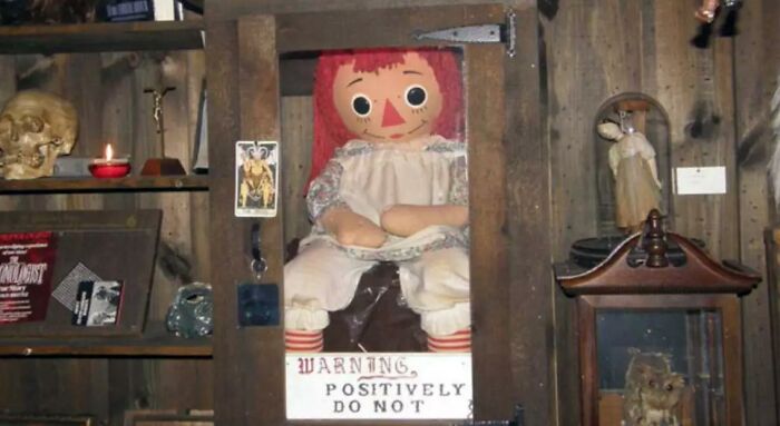 The Annabelle Doll, Sealed In A Glass Case At The Warren Occult Museum In Monroe, Connecticut