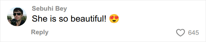 A social media comment by Sebuhi Bey says: She is so beautiful! with heart eye emojis about Anne Hathaways pregnancy. A social media comment by Sebuhi Bey says: She is so beautiful! with heart eye emojis about Anne Hathaways pregnancy.