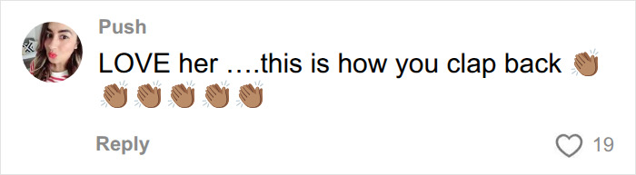 Screenshot of a comment from Push, applauding Anne Hathaway's response to pregnancy speculation and baby bump photos. Screenshot of a comment from Push, applauding Anne Hathaway's response to pregnancy speculation and baby bump photos.