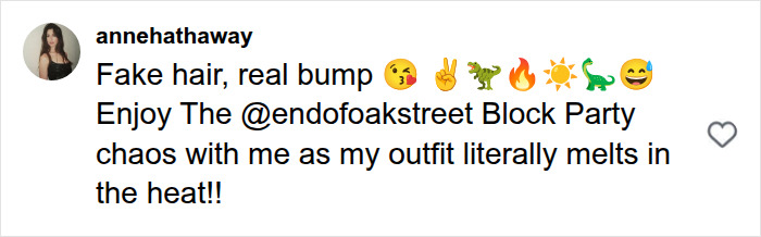 Anne Hathaway's social media post, Fake hair, real bump, addressing pregnancy speculation. Anne Hathaway's social media post, Fake hair, real bump, addressing pregnancy speculation.