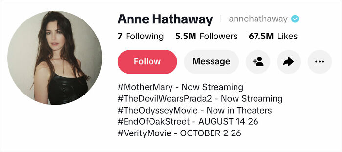 Anne Hathaway's social media profile, highlighting her public presence amidst pregnancy speculation. Anne Hathaway's social media profile, highlighting her public presence amidst pregnancy speculation.