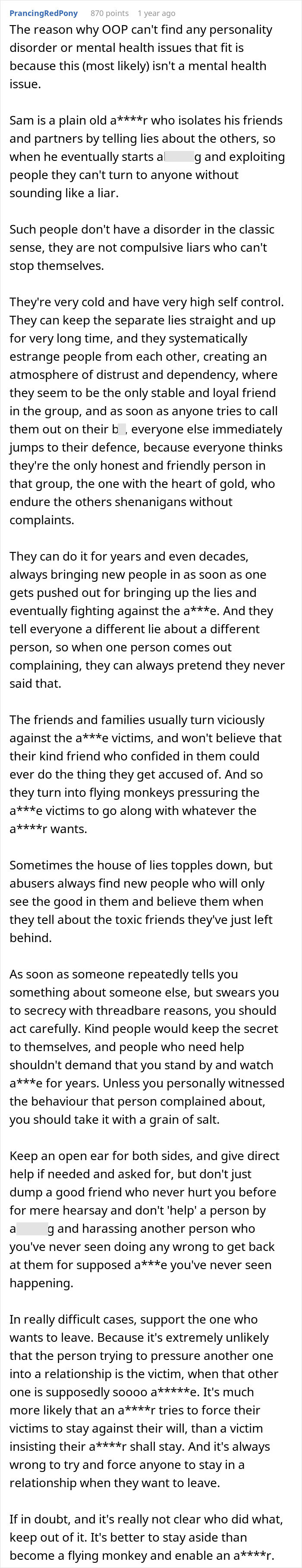 Reddit post detail about a man playing friends against each other and an ex-girlfriend sending receipts. Reddit post detail about a man playing friends against each other and an ex-girlfriend sending receipts.