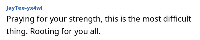A comment offering strength and support to the athlete who lost arms and legs after a routine checkup.