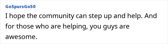 A comment hoping the community will help the strength athlete after losing arms and legs from a routine checkup.