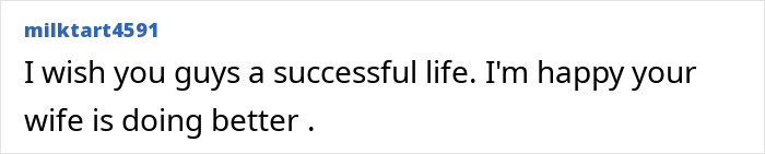 A comment wishing a successful life to the strength athlete and his wife after he lost arms and legs.