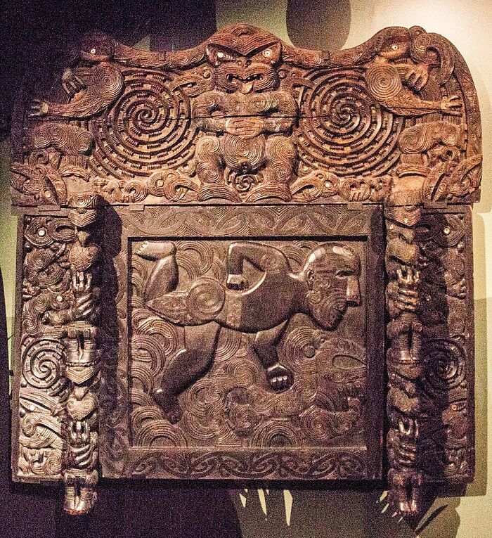 Carved Wooden Māori Panel, Rotorua Museum, New Zealand
