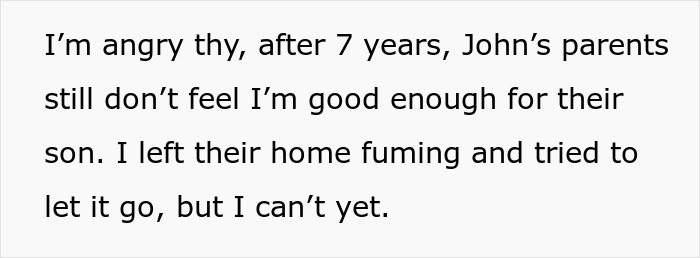 A Christian woman expresses anger after seven years, still feeling unwelcome by her future in-laws. A Christian woman expresses anger after seven years, still feeling unwelcome by her future in-laws.